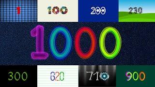 Numbers 1 to 1000 | Números de 1 a 1000 fontes coloridas | 1000 seconds 16:40 Minutes | 1から1000までの数字