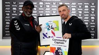 Gary O'Neil surprises Joe Jackson as COMMUNITY CAPTAIN!  #PLMoreThanAGame
