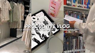 productive vlog: manga shopping, running errands, self care, lots of hauls, eating good