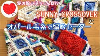 【完成品紹介】オパール毛糸で編むセーター【かぎ針編み】SUNNY CROSSOVER【無料パターン】スマホポーチに最適なおすすめパターンです⭐️