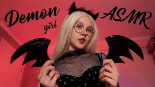 ASMR Demon girl helps you relax tapping scratching mouths sounds 