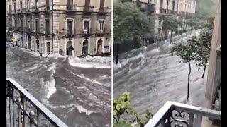 Severe storms  in Sicily: Catania flooding and destruction