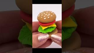 DIY How to make polymer clay miniature Burger, toy velcro cutting Burger #asmr #diy