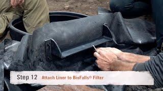 How to Build a Koi Pond: Step 12 - Attach Liner to BioFalls