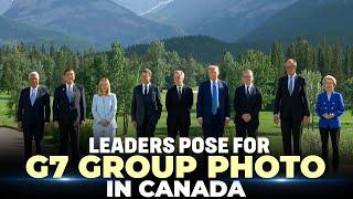 Leaders pose for G7 group photo in Canada | Trump | Macron | Meloni | Careny | Starmer | USA