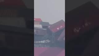 Large Container Ship   Experiences Heavy Weather Conditions And Loses Containers.