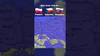 Sea level rise in Poland, Czechia and Slovakia #geography #map #poland #czech #slovakia #europe