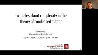 Ilya Schurov on different complexity notions in physical context (2024-12-23)