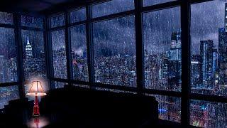 The sound of heavy rain coming through the window. A downpour in New York without thunder