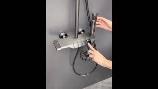 #ДушеваяСистема #ShowerSystem Серый Душевой Комплект Цифровой Светодиодный Смеситель с Латунным Терм