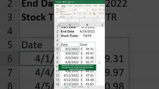 Stock prices in #excel