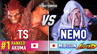 SF6  TS (#1 Ranked Akuma) vs Nemo (M.Bison)  SF6 High Level Gameplay