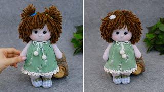 No pattern, No sewing machine Sock Doll  You will love this cute girl with wonderful hair!