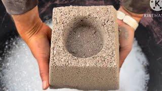 Gritty sand cement crumbling in fommy water  || Asmr