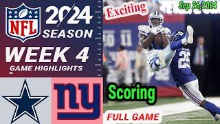 Dallas Cowboys vs New York Giants Full Game WEEK 4 Sep 26,2024 | NFL HIGHLIGHTS | NFL 2024 Season .