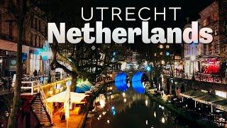 Night Lights of Utrecht: A Walking Tour After Dark (Netherlands) | 4K |