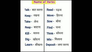 Use of verbs | Verbs name in english | English verbs name | Daily use english verbs