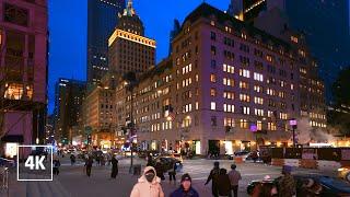 Relaxing Night Walk in NEW YORK CITY  5th Avenue, MANHATTAN Tour NYC