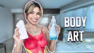 [4K USA Housewife] Body art See-Through Cleaning! No Bra Transparent Haul Try On