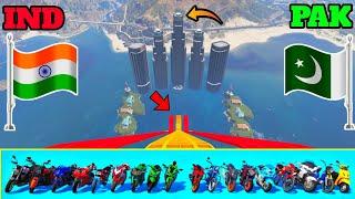 India Vs Pakistan | Gta 5 Indian Bikes Vs Pakistan Bikes Mega Jumping Challenge | Gta 5 Gameplay