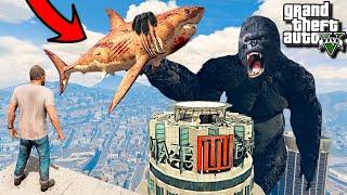 КИНГ КОНГ НАШЕЛ МЕГАЛОДОНА В ГТА 5 МОДЫ! БИТВА ТИТАНОВ KONG VS MEGALODON ОБЗОР МОДА GTA 5! ИГРЫ MODS