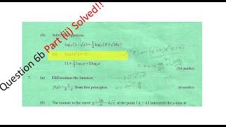 Engineering Mathematics I Logarithms knec June July 2022 Q6b2