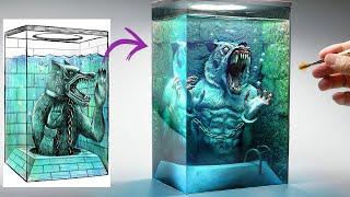 How to make WEREWOLF trapped in water diorama