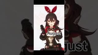 Your birthday month your genshin character