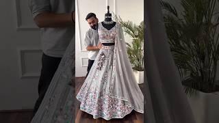 Grey color Sequence Embroidery work Designer Lehenga choli for Wedding #lehengas #lehengacholi