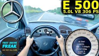 2003 Mercedes E500 4Matic 306 PS Top Speed POV with Fuel Consumption Test