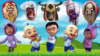 Upin Ipin bermain topeng gedruk si ocong dan bantengan