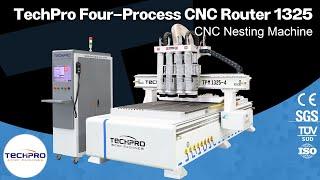 TechPro Four Processes Multi Head CNC Router for Wooden Furniture