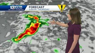 Severe storms threaten Alabama this week with damaging wind gusts, hail, and a tornado risk.