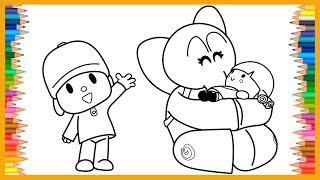 Coloring Pocoyo & Elly with Doll | How To Color, Easy Coloring, Drawing & Painting