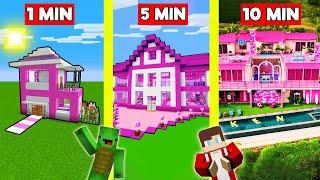 BARBIE'S DREAM HOUSE Build Battle In Minecraft - NOOB VS PRO CHALLENGE - Maizen Mizen Mazien Parody