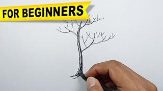 How to draw a tree without leaves | Simple Drawings