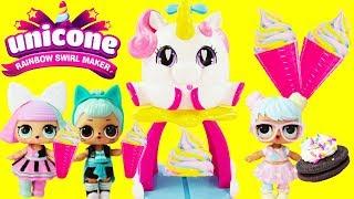 UNICORN ICE CREAM MAKER LOL Surprise Dolls Bon Bon,Trouble Maker, and Pranksta Unicone Swirl Maker