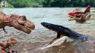Spinosaurus & T-Rex Vs Mosasaurus  Jurassic World Rebirth | Dinosaur Toys Movie