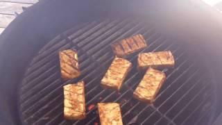 Barbecue tofu on Big Green Egg