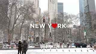 [4K]NYC's First Snow of 2025️: Walking Midtown Manhattan | Jan. 2025