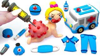 [️claydiy️] Satisfying POP THE PIMPLES | Polymer Clay Miniature Doctor Set‍️ Playset Ambulans 