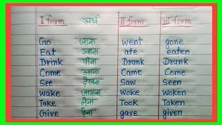 Important Past participle of main verb | verbs Third form