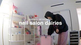 organize my home nail studio with me ⋆˚࿔ (life as a salon owner, burnouts, work days)