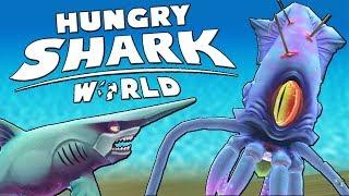 АКУЛА ДОМОВОЙ ПРОТИВ ОГРОМНОГО КАЛЬМАРА | Hungry Shark World