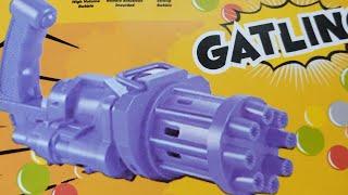 unboxing a bubble gun minigun Gatling