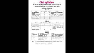 Otet syllabus || #otet #odisha