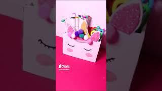 unicorn desk organizer | Unicorn crafts #diy #ytshorts #paper craft
