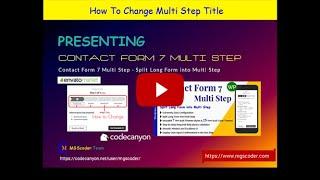 Contact Form 7 Multi Step Form By MGScoder | How To Change Multi-Step Title | Step by Step Tutorial