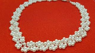 Pearl necklace/Beaded necklace/Pearl collar/Колье из бусин/Колье из жемчуга