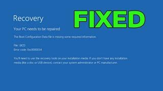 How To Fix A Boot Configuration Data File is Missing